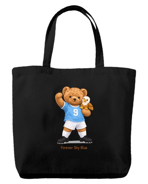 White and Sky Blue Bear — Tote bag
